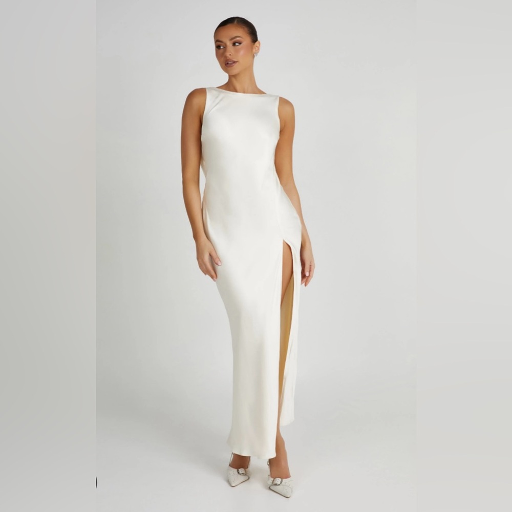 Meshki Cream Backless Maxi Dress